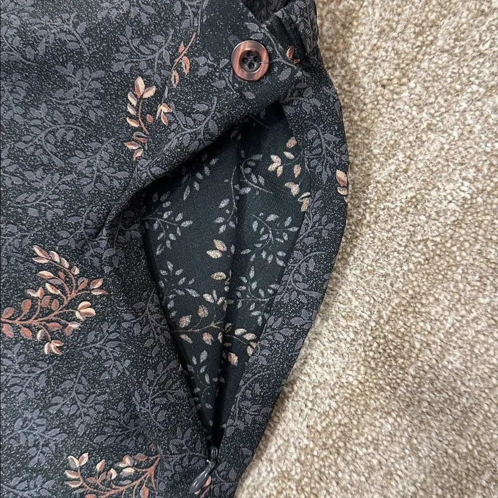 Karen Scott Vintage Floral Autumn Cottagecore Side Slit Midi Skirt Women Size 14